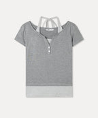 MIXXO MIXXO T-Shirt Striped Layered Short-Sleeved