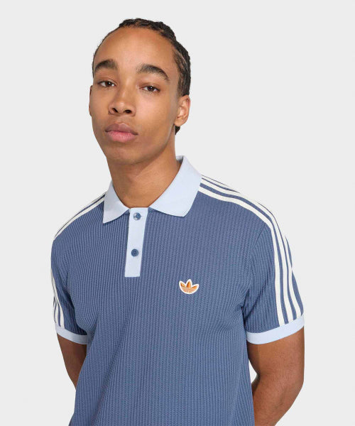 ADIDAS ADIDAS Waffle Knit Polo Shirt - Blue