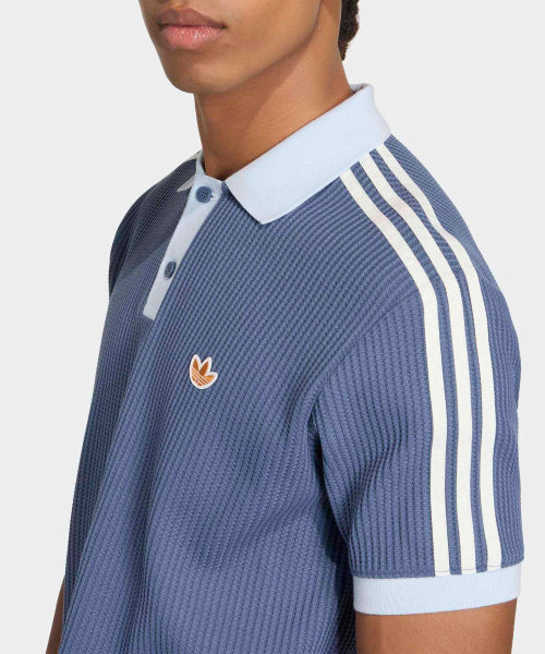 ADIDAS ADIDAS Waffle Knit Polo Shirt - Blue