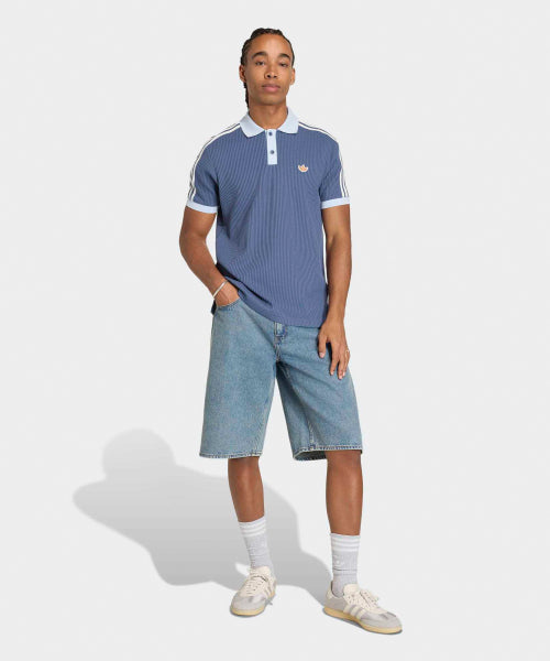 ADIDAS ADIDAS Waffle Knit Polo Shirt - Blue