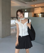 MIXXO MIXXO Frill Cap Sleeve Blouse S