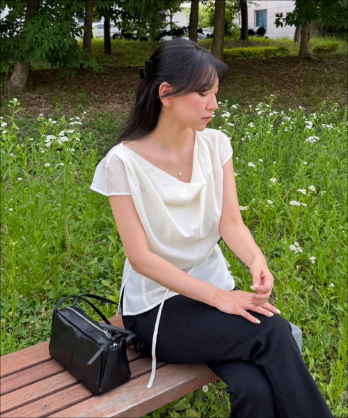 MIXXO MIXXO Cowl Neck Short Sleeve Blouse S