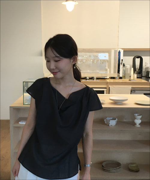 MIXXO MIXXO Cowl Neck Short Sleeve Blouse S