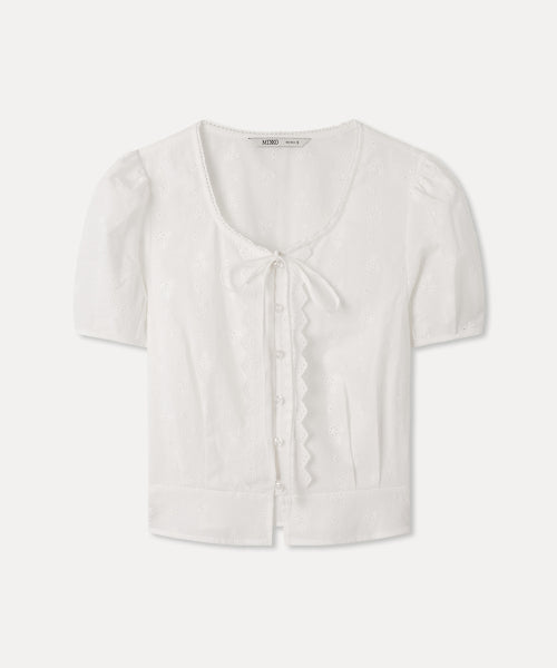 MIXXO MIXXO Eyelet Puff Blouse - C