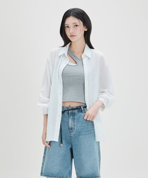 MIXXO MIXXO Overfit See-Through Shirt C