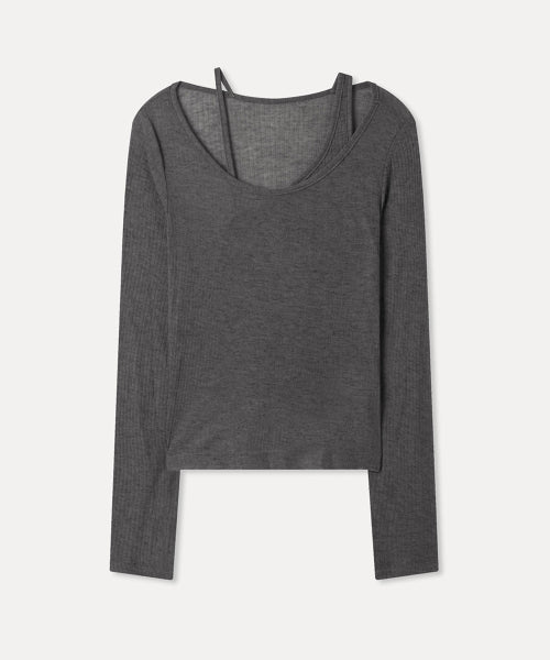 MIXXO MIXXO T-Shirt Layered Ribbed Long-Sleeved C