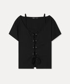 MIXXO MIXXO Lace-up Layered T-Shirt S