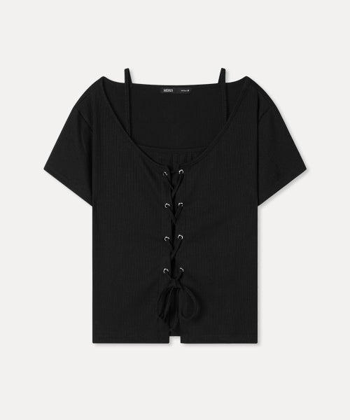 MIXXO MIXXO Lace-up Layered T-Shirt S