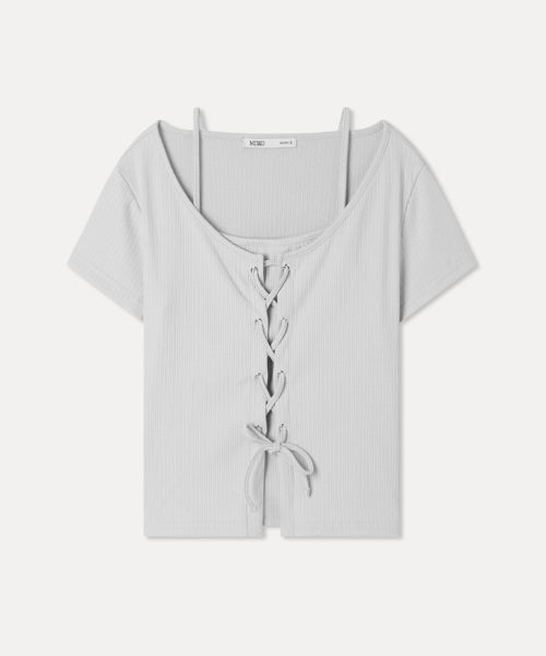 MIXXO MIXXO Lace-up Layered T-Shirt S