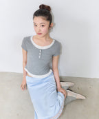 MIXXO MIXXO Pattern Frill Layered T-Shirt S