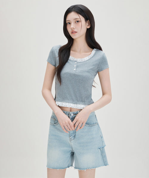 MIXXO MIXXO Pattern Frill Layered T-Shirt S