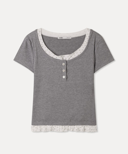 MIXXO MIXXO Pattern Frill Layered T-Shirt S