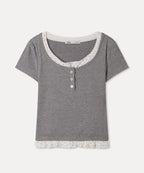 MIXXO MIXXO Pattern Frill Layered T-Shirt S