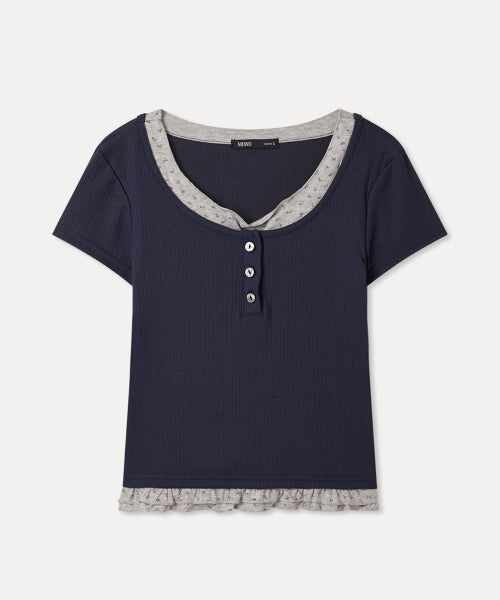 MIXXO MIXXO Pattern Frill Layered T-Shirt S