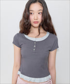 MIXXO MIXXO Pattern Frill Layered T-Shirt S