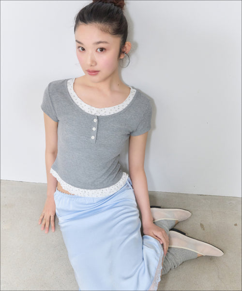 MIXXO MIXXO Pattern Frill Layered T-Shirt S