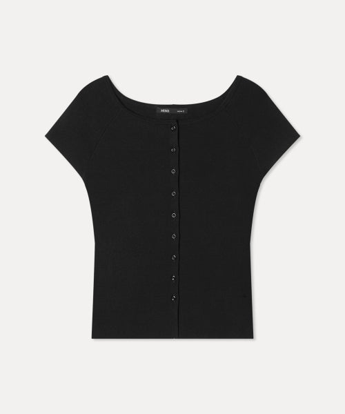 MIXXO MIXXO Cardigan Boat Neck Cap Sleeve