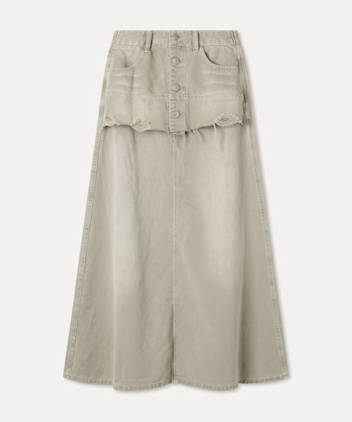 MIXXO MIXXO Layered Denim Long Skirt