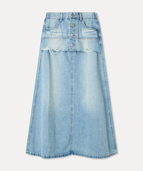 MIXXO MIXXO Layered Denim Long Skirt