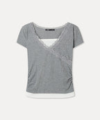 MIXXO MIXXO Lace Wrap Short Sleeve T-Shirt