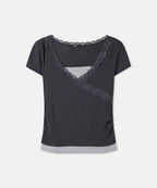 MIXXO MIXXO Lace Wrap Short Sleeve T-Shirt