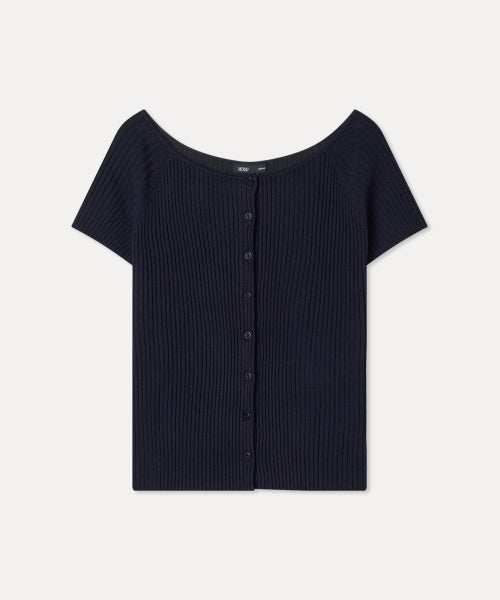 MIXXO MIXXO Cardigan Boat Neck Cap Sleeve