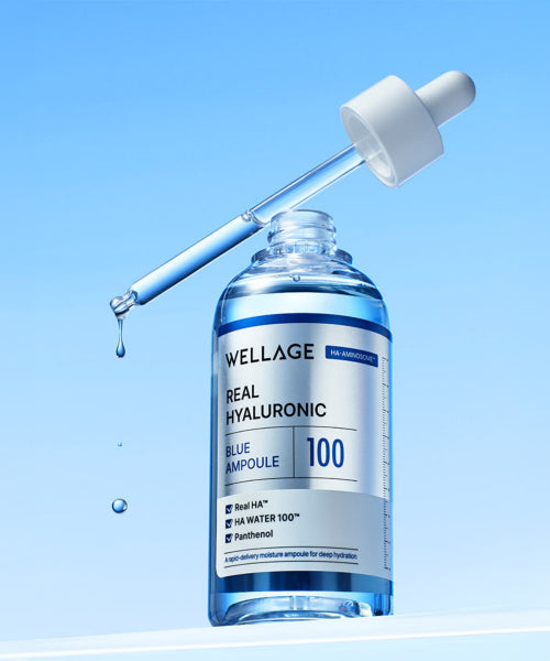 WELLAGE Real Hyaluronic Blue 100 Ampoule 60ml x 2 (+ 20ml soothing cream included)