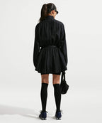 NIKE NIKE Sportswear Oversized Long Sleeve Pleated Mini Dress - Black
