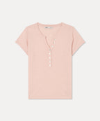 MIXXO MIXXO Henley Neck Deep V Short Sleeve Knit C