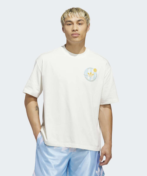 ADIDAS ADIDAS Basketball Crest Tee - White: Ice Blue