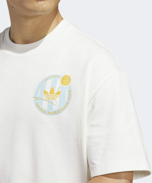 ADIDAS ADIDAS Basketball Crest Tee - White: Ice Blue
