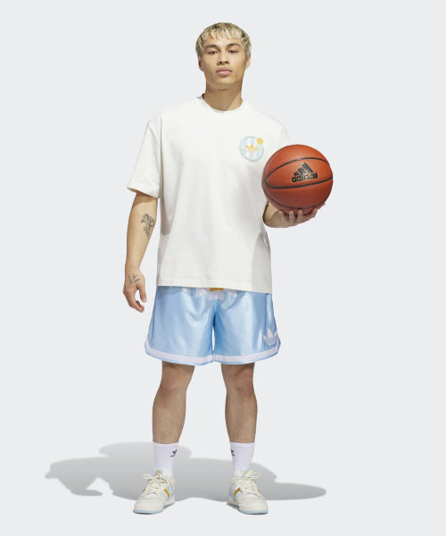 ADIDAS ADIDAS Basketball Crest Tee - White: Ice Blue