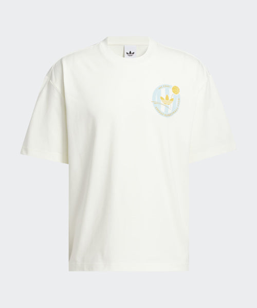 ADIDAS ADIDAS Basketball Crest Tee - White: Ice Blue