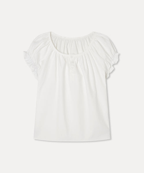 MIXXO MIXXO Round Neck Shirring Blouse