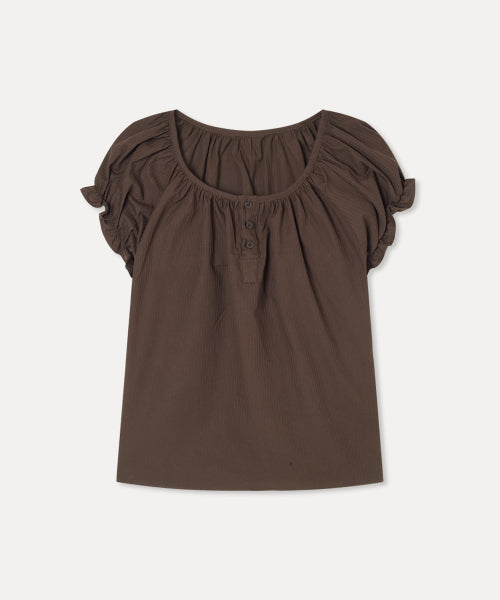 MIXXO MIXXO Round Neck Shirring Blouse