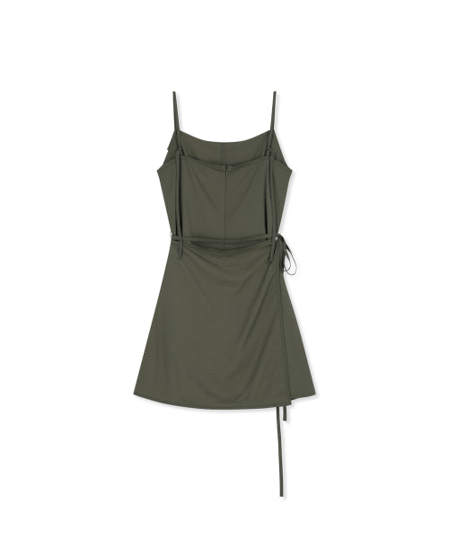 MATIN KIM MATIN KIM Sleeveless Wrap Dress Khaki