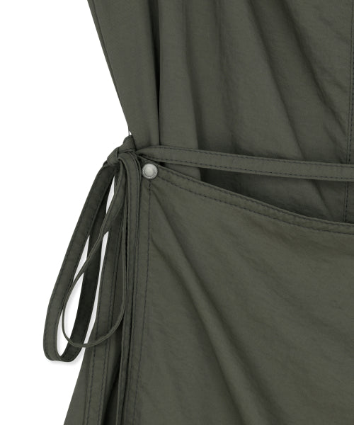 MATIN KIM MATIN KIM Sleeveless Wrap Dress Khaki