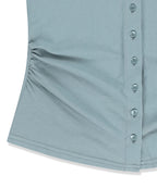 MATIN KIM MATIN KIM T-Shirt Side Shirring Button Top