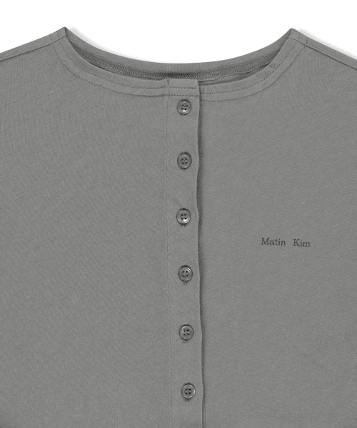 MATIN KIM MATIN KIM T-Shirt Side Shirring Button Top
