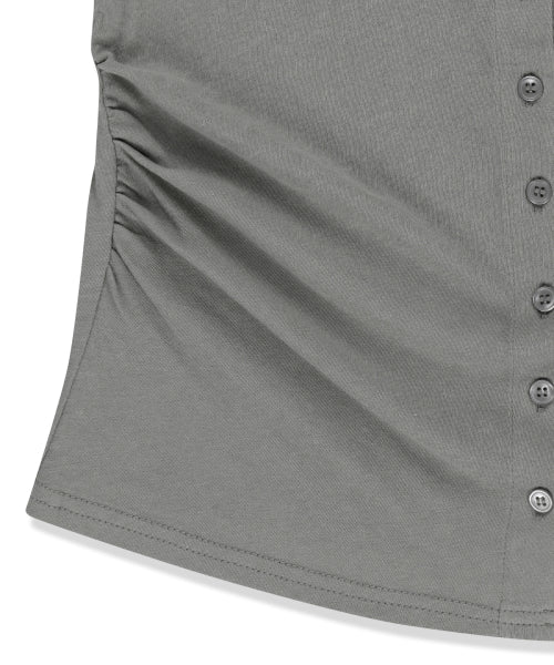 MATIN KIM MATIN KIM T-Shirt Side Shirring Button Top
