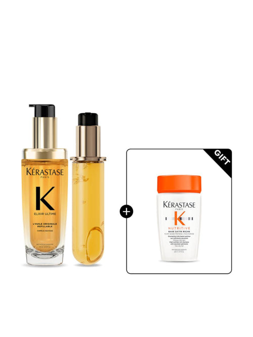 KERASTASE Elixir Ultim Original Hair Oil 75ml + Refill 75ml Set (+Bang Nutritive 80ml)