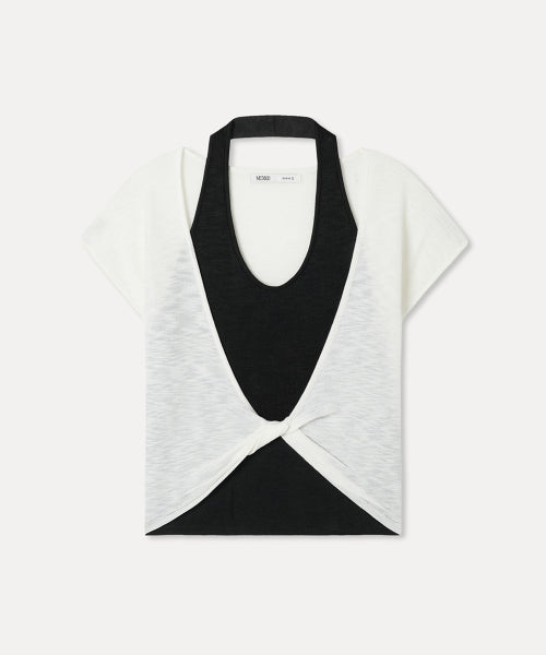 MIXXO MIXXO Layered Twisted Knitwear Short-Sleeve