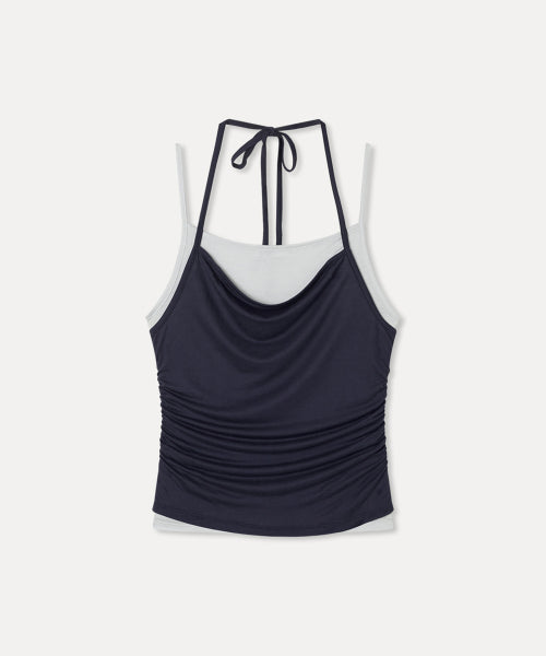 MIXXO MIXXO Layered Shirring Sleeveless T-Shirt (C)