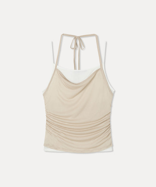 MIXXO MIXXO Layered Shirring Sleeveless T-Shirt (C)