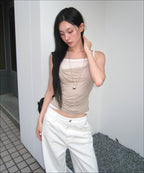 MIXXO MIXXO Layered Shirring Sleeveless T-Shirt (C)