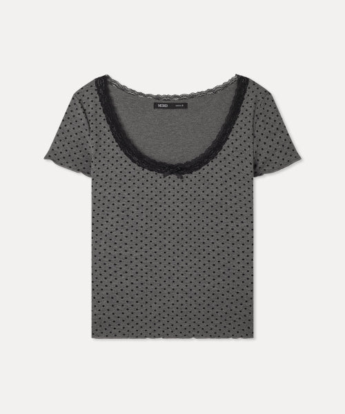 MIXXO MIXXO T-Shirt U-neck Dot Short-Sleeved