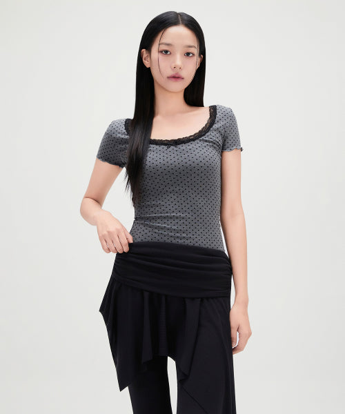 MIXXO MIXXO T-Shirt U-neck Dot Short-Sleeved