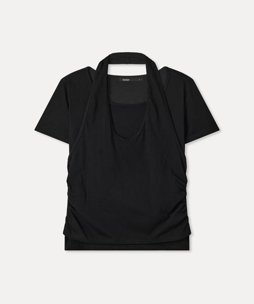 MIXXO MIXXO T-Shirt Cowl Layered Short-Sleeved