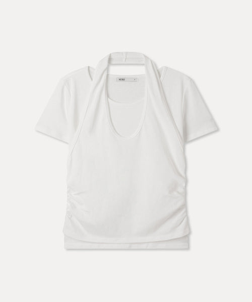 MIXXO MIXXO T-Shirt Cowl Layered Short-Sleeved