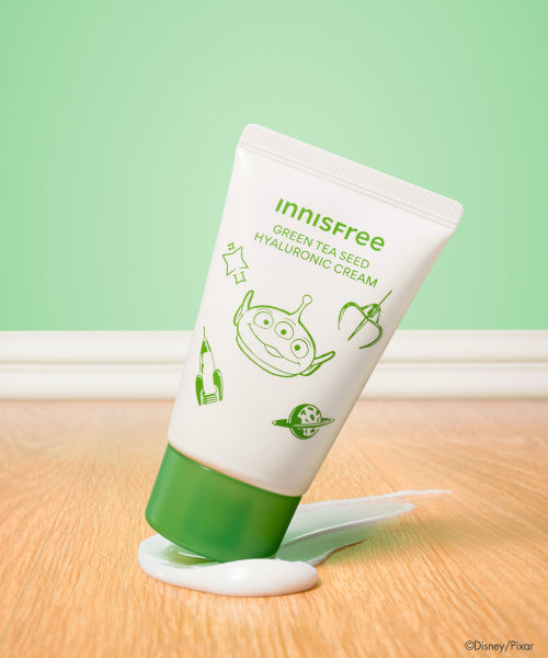 innisfree (Toy Story 5 Edition) Green Tea Hyaluronic Acid Cream Duo Set 50mL+50mL + 4 15mL + 2 Green Tea Masks + Pocky Round Pouch
